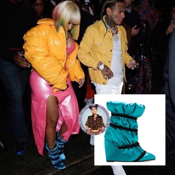 Stuart Weitzman Blue Duvet Wedge Satin SILK Bootie - Picture 2 of 9